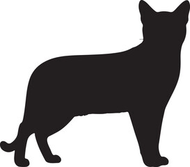 Bengal cat full image in silhouette image white backgrpound.