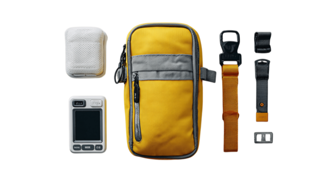 A studio shot of gadget pouch, white background --ar 16:9