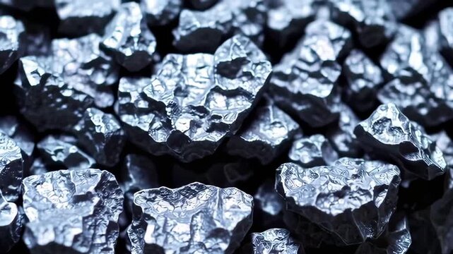 Shiny Zinc Ore Rocks in Close Up with Reflective Textures