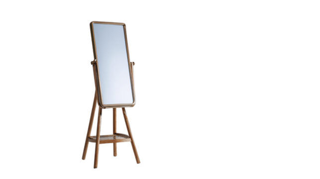 An isolated mirror stand, white background --ar 16:9