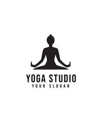 Emblem yoga human linear logo, Design for yoga studio logo. vector illustration