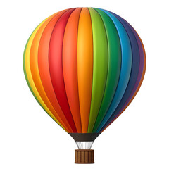 Vibrant rainbow hot air balloon isolated on transparent background