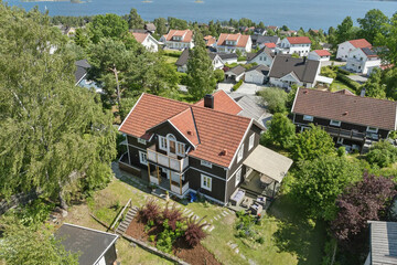 Modern luxury villa exterior in minimal scandinavian style, 3d render