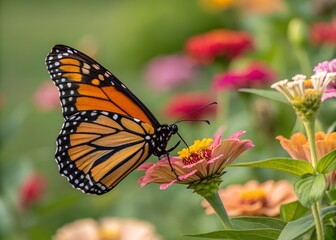 Fototapeta premium monarch butterfly on flower AI generated