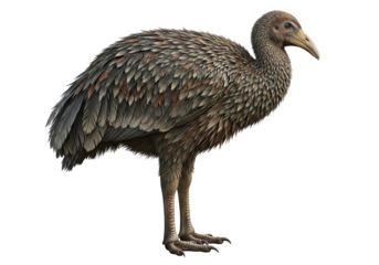 Extinct flightless bird moa, a prehistoric animal from new zealand, isolated on transparent background