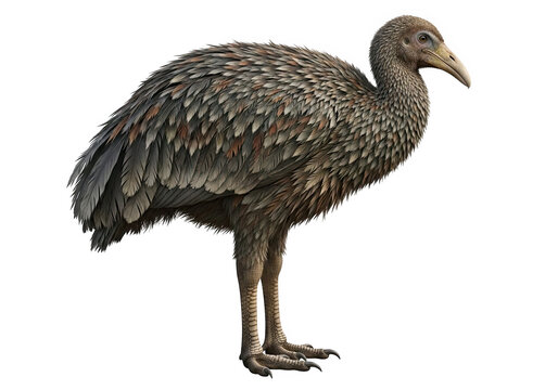Extinct flightless bird moa, a prehistoric animal from new zealand, isolated on transparent background