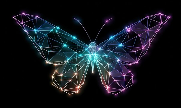 Mariposa Geom&eacute;trica Neon: Dise&ntilde;o de Papel Plegado
