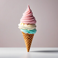 Swirled Ice Cream Cone in Pastel Colors
