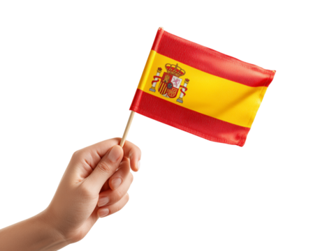 A hand gracefully waves the vibrant flag of Spain, embodying national pride and unity. 