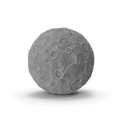 3D Moon Model with Craters Isolated on Transparent Background