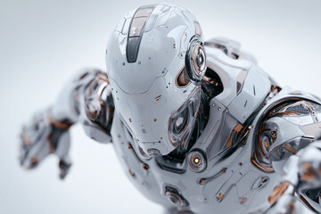 Fototapeta premium Futuristic White Humanoid Robot with Advanced Technology 