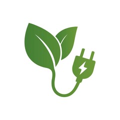 Sustainable Energy Illustration Green Leaves and Electrical Plug Symbolizing Eco Friendly Power and Renewable Resources for a Better Planet