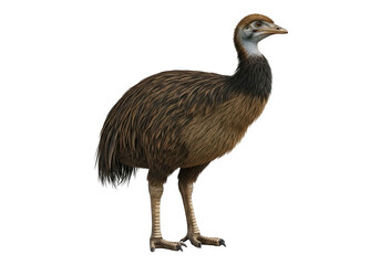Fototapeta premium A realistic illustration of a cassowary bird isolated on a transparent background, highlighting its distinctive plumage and powerful legs