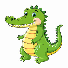 Fototapeta premium Cartoon Crocodile Character Illustration Smiling with Friendly Eyes and Playful Expression