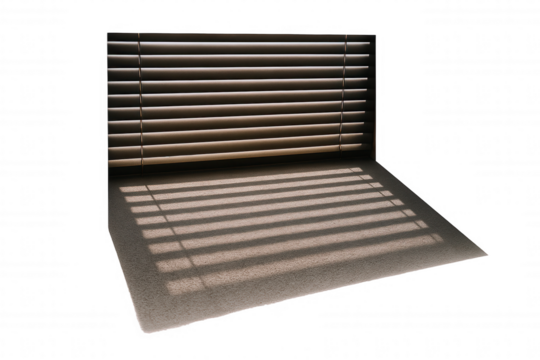 Sunlight Stripes Cast Across Textured Surface Through Adjustable Window Blinds