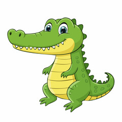 Adorable Cartoon Crocodile Character Illustration for Children's Content and Design