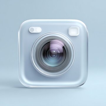 Modern 3D Camera Icon on Blue