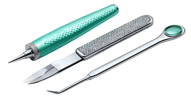 Medical Instruments: An array of gleaming, meticulously crafted medical tools laid out, highlighting their surgical precision, showcasing the innovation behind healthcare.