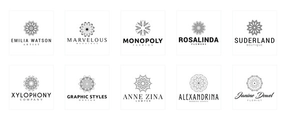 Collection of creative monochromatic logo designs featuring clean geometric shapes and unique branding styles. Perfect for illustrating innovative brand identity, logos, and graphic design inspiration