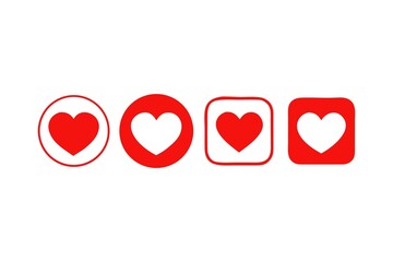 A Collection of Red Heart Icons Depicting Love and Appreciation in Different Styles for Social Media and User Interface Design