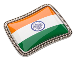 A Detailed Close Up of a Decorative Emblem Featuring the Vibrant Colors and Symbolism of the Indian National Flag