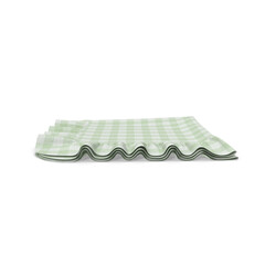 Green Checkered Tablecloth with Ruffled Edges Isolated on Transparent Background