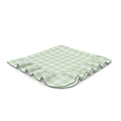 Green Checkered Tablecloth with Ruffled Edges Isolated on Transparent Background