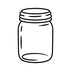 Simple hand drawn outline of an empty glass mason jar