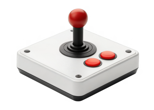  Arcade Joystick isolated on a transparent background.