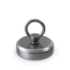 Strong Neodymium Magnet with Eyelet Ring Isolated on Transparent Background