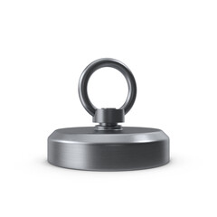 Strong Neodymium Magnet with Eyelet Ring Isolated on Transparent Background