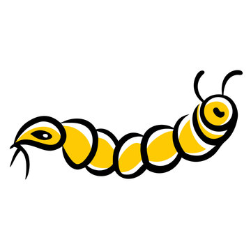 yellow worm cartoon style clip art preview