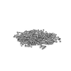 Pile of Metal Screws and Bolts Isolated on Transparent Background