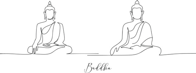 Buddha Minimalist Religion Icon Concept Continuous One Line Drawing