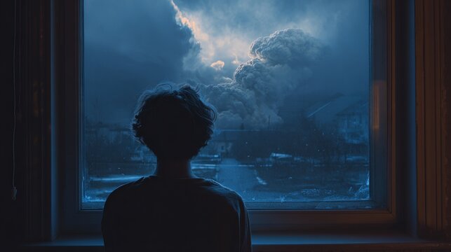 Illustration of mental health struggles and insomnia triggered by war trauma