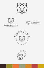  creative logo featuring a stylized tiger head in a modern minimalistic style, perfect for versatile branding applications. Includes variations with clean lines and harmonious color schemes for profes