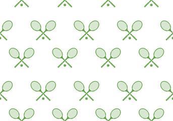 Tennis seamless pattern or background with retro tennis rackets and ball. Vector illustration.