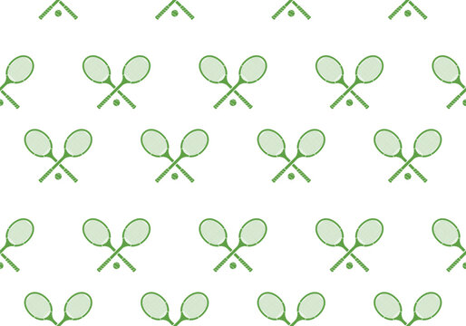Tennis seamless pattern or background with retro tennis rackets and ball. Vector illustration.