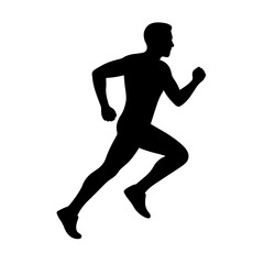 Clean black and white silhouette vector of a paathlete running on white background