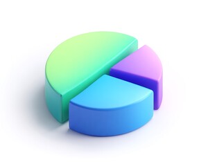 Grafico a torta isometrico 3D a colori piatti