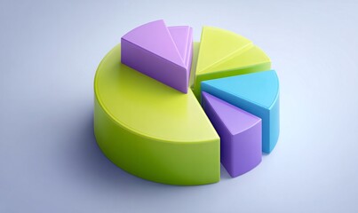 Obraz premium Grafico a torta isometrico 3D: rappresentazione dati colorata