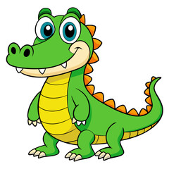 Obraz premium Cute green alligator cartoon character isolated on white background