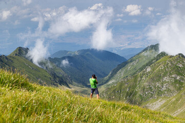 trekking with a dog in hogh mountains