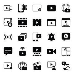 Glyph icons set for Video play
