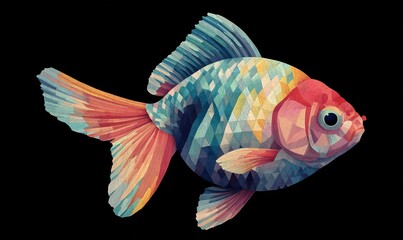 Fototapeta premium Illustrazione geometrica astratta di pesce rosso