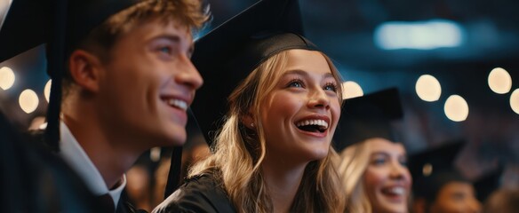 The joyful graduates celebrating their achievements in a lively graduation ceremony.
