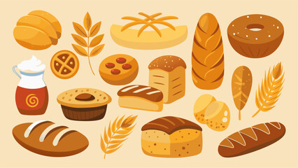 vector set of bread