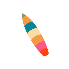 Vibrant surfboard with retro color palette evoking summer vibes and surf culture, perfect for beach themed designs and tropical promotions