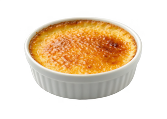 Crème Brûlée isolated on a transparent background.