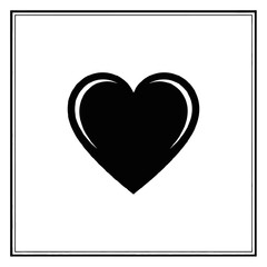 Simple black heart icon isolated on white background